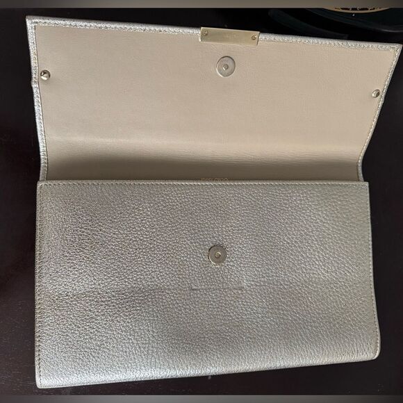 Jimmy Choo Reese Silver Metallic Clutch - Picture 3 of 8